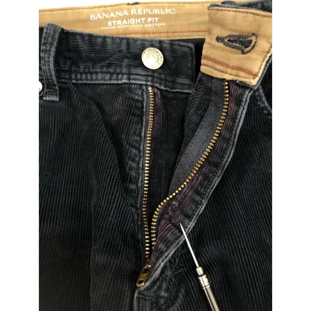 Banana Republic Corduroy Pants Mens 34x30 (Tag 33x30) Navy Blue Straight *Flaw